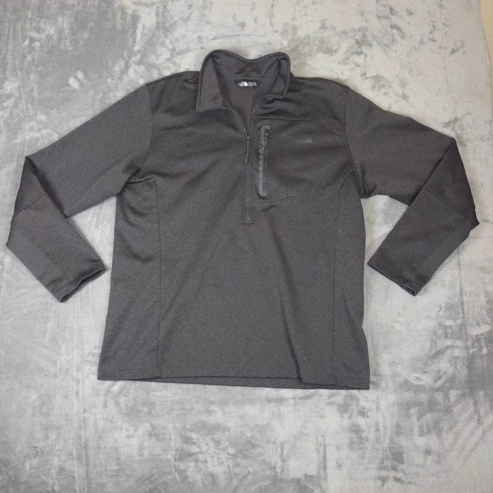 The North Face 1/4 Zip Pullover Mens XL Grey Fleece Chest Pocket Hiking Sweater